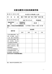 9月支部主题党日活动效果测评表