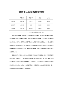 2019年广西钦州市人口结构现状浅析