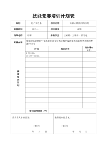 2017年技能竞赛培训计划表