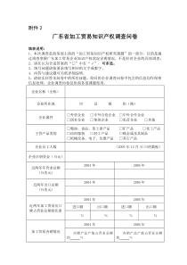 广东省加工贸易知识产权调查问卷