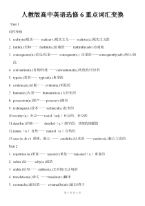 人教版高中英语选修6重点词汇变换