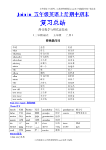 新版Join-in五年级英语上册期中期末复习总结