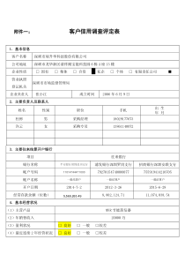 客户信用调查评定表