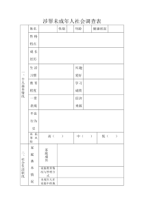 涉罪未成年人社会调查表