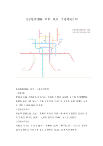 北京市地铁线路、站名、景点、通车时间介绍