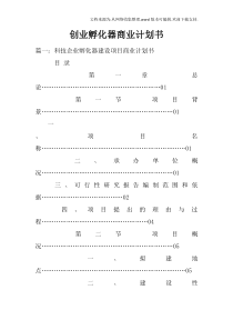 创业孵化器商业计划书