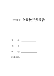 JavaEE企业级开发报告