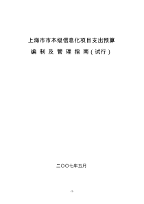 上海市市本级信息化项目支出预算