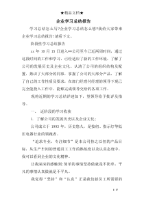 企业学习总结报告