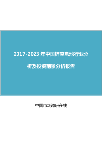 中国锌空电池行业分析报告