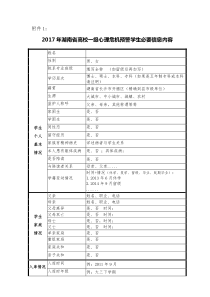 2017年湖南省高校一级心理危机预警学生必要信息内容