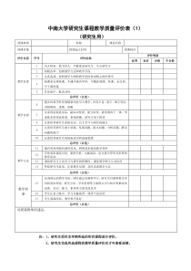 中南大学研究生课程教学质量评价表(研究生用)