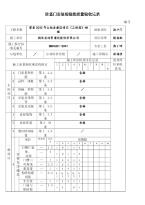 防盗门安装检验批质量验收记录