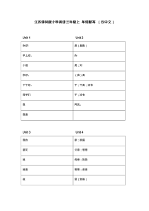 江苏译林版小学英语三年级上-单词默写-(仅中文)