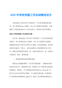 2020年学校党建工作总结精选范文