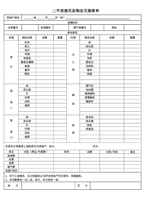 二手房屋买卖物品交接清单