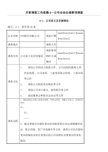 尽职调查工作底稿公司合法合规事项调查