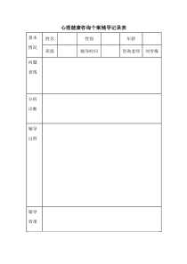 心理健康咨询个案辅导记录--空表