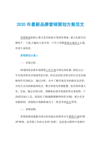 2020年最新品牌营销策划方案范文