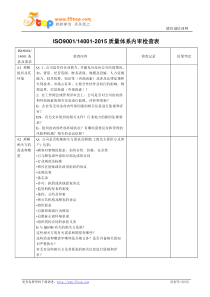 ISO9001-14001-2015内审检查表完整版