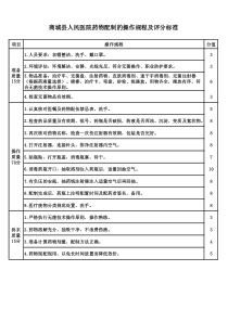 药物配制操作规程及评分标准