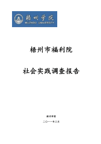 调研报告梧州市福利院社会实践调查报告