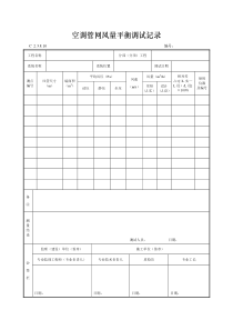 空调管网风量平衡调试记录