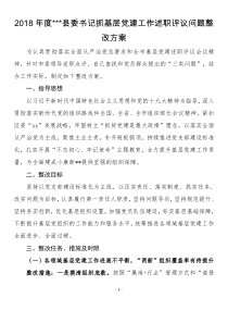 XX年度县委书记抓基层党建工作述职评议问题整改方案