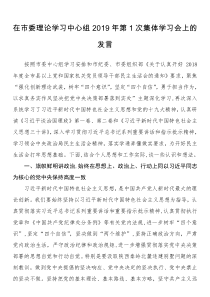 在市委理论学习中心组XX年第次集体学习会上的发言