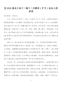 在XXX县总工会十一届十一次委员扩大会议上的讲话