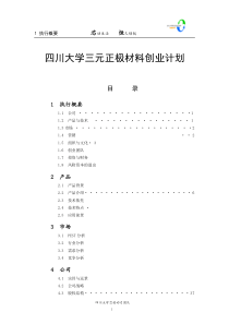 四川大学三元正极材料创业计划