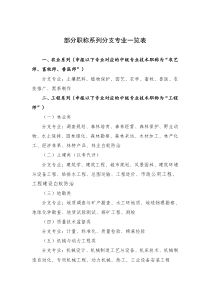 部分职称系列分支专业一览表