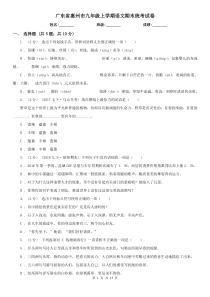 广东省惠州市九年级上学期语文期末统考试卷