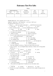 雅思入学测试试卷Entrance-Test-For-Ielts