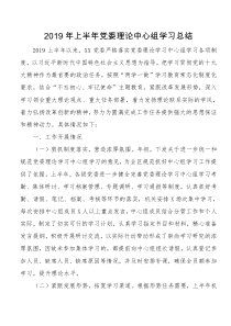 XX年上半XX年党委理论中心组学习总结