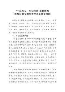 不忘初心牢记使命主题教育检视问题专题民主生活会发言提纲