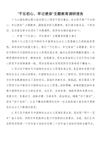 不忘初心牢记使命主题教育调研报告