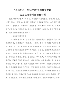 不忘初心牢记使命主题教育专题民主生活会对照检查材料