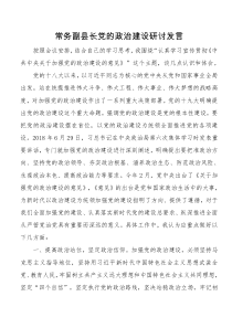 常务副县长党的政治建设研讨发言