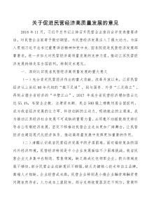 关于促进民营经济高质量发展的意见