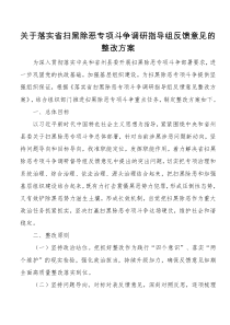 关于落实省扫黑除恶专项斗争调研指导组反馈意见的整改方案