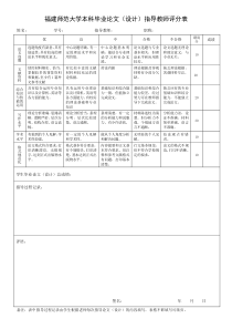 本科毕业论文(设计)指导教师评分表