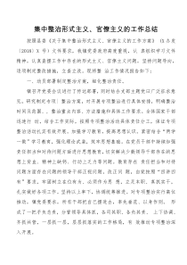 集中整治形式主义官僚主义的工作总结