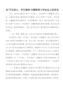 在不忘初心牢记使命主题教育工作会议上的讲话