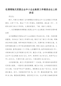 在清理拖欠民营企业中小企业账款工作推进会议上的讲话