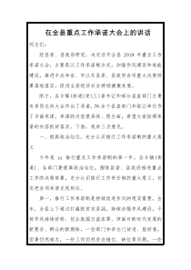 在全县重点工作承诺大会上的讲话