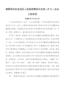 在自治区人民政府第四次全体扩大会议上的讲话