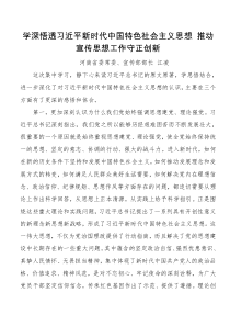 学深悟透习近平新时代中国特色社会主义思想推动宣传思想工作守正创新