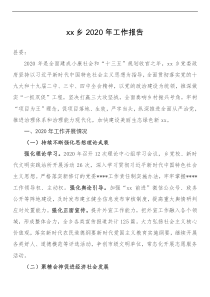 xx乡XX年政府工作报告