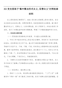 xx党支部班子集中整治形式主义官僚主义组织生活会对照检查材料